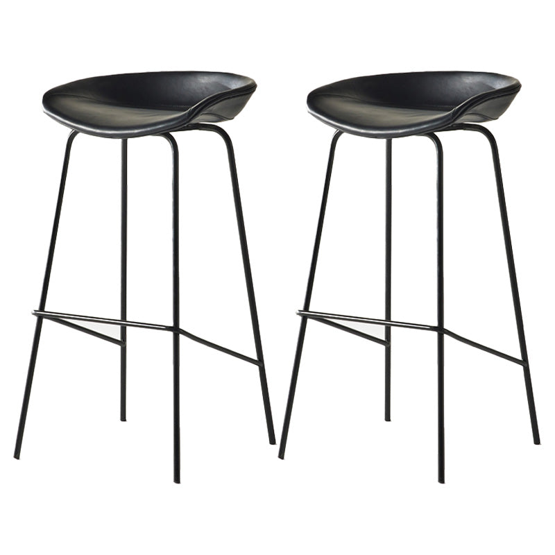 Modern Style Iron Bar Chair with Footrest Low Back Simple Bar Stool