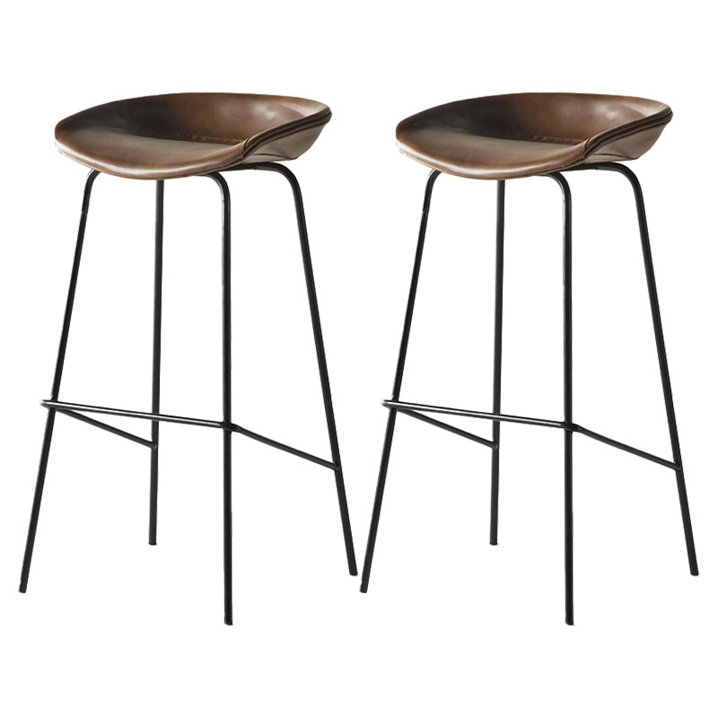 Modern Style Iron Bar Chair with Footrest Low Back Simple Bar Stool