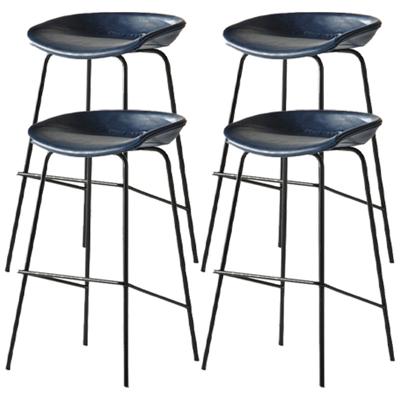 Modern Style Iron Bar Chair with Footrest Low Back Simple Bar Stool
