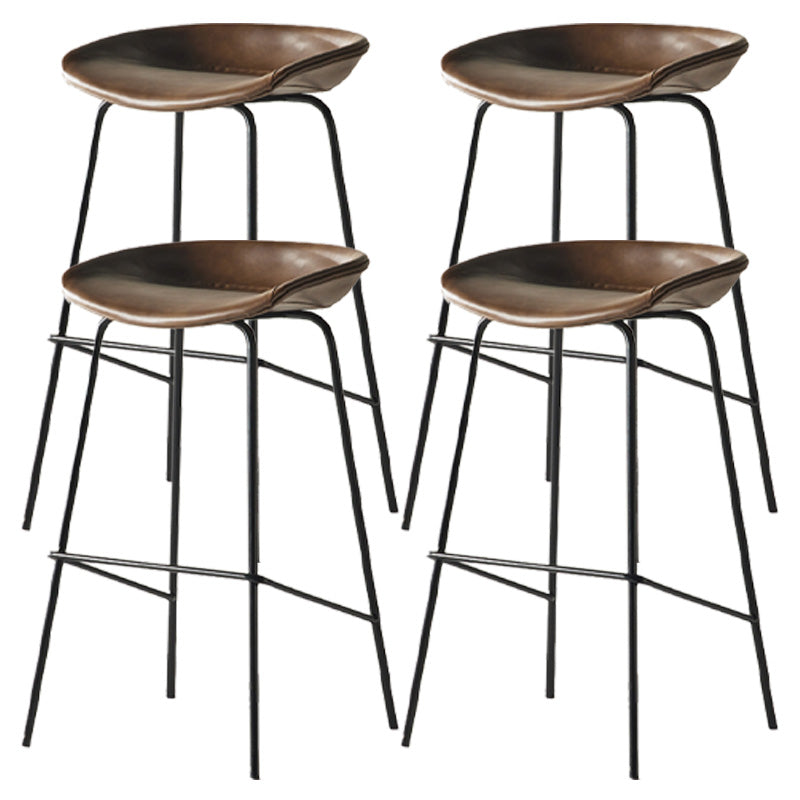 Modern Style Iron Bar Chair with Footrest Low Back Simple Bar Stool