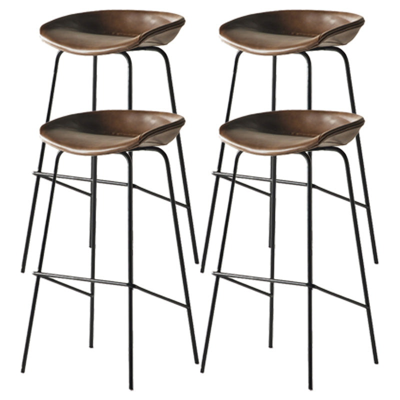 Modern Style Iron Bar Chair with Footrest Low Back Simple Bar Stool