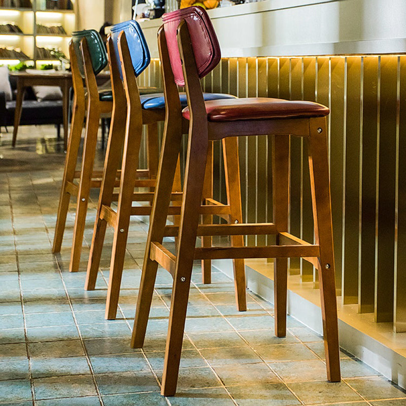 Scandinavia Style Bar-stool Wooden Legs Square Seat for Kitchen Bar
