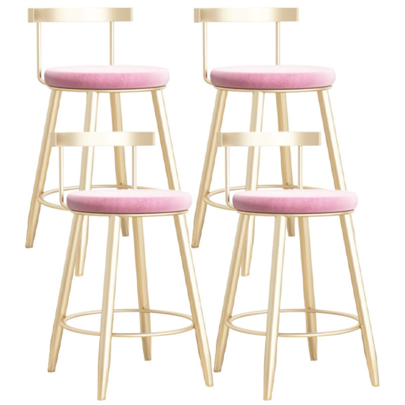 Taburete de bar redondo Glam, taburete de bar con respaldo, base de hierro con reposapiés