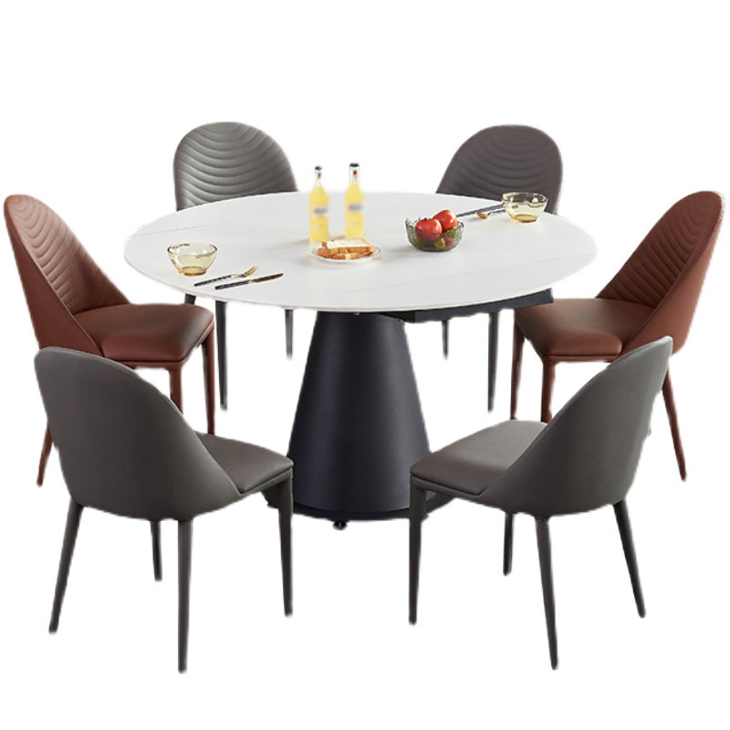 Modern 1/3/4/5/7 Pieces Steel Dining Table Set with White Sintered Stone Top Dinette Set