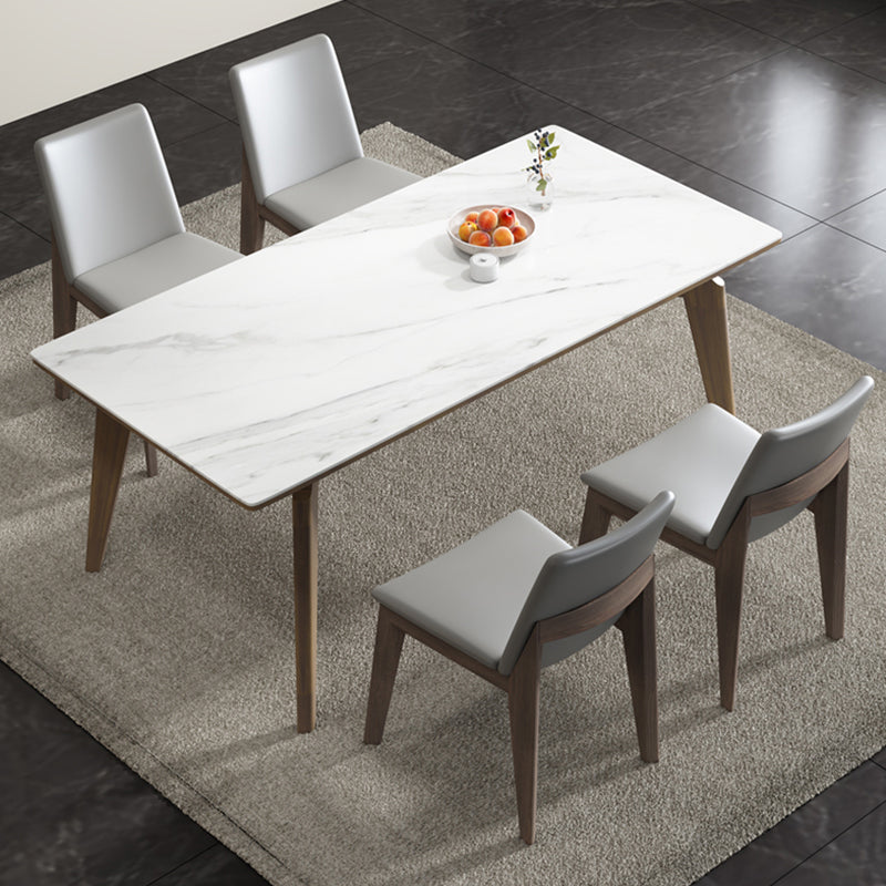 Modern 1/4/5 Pieces Dining Sintered Stone Dining Table Set with Wooden Legs for Home
