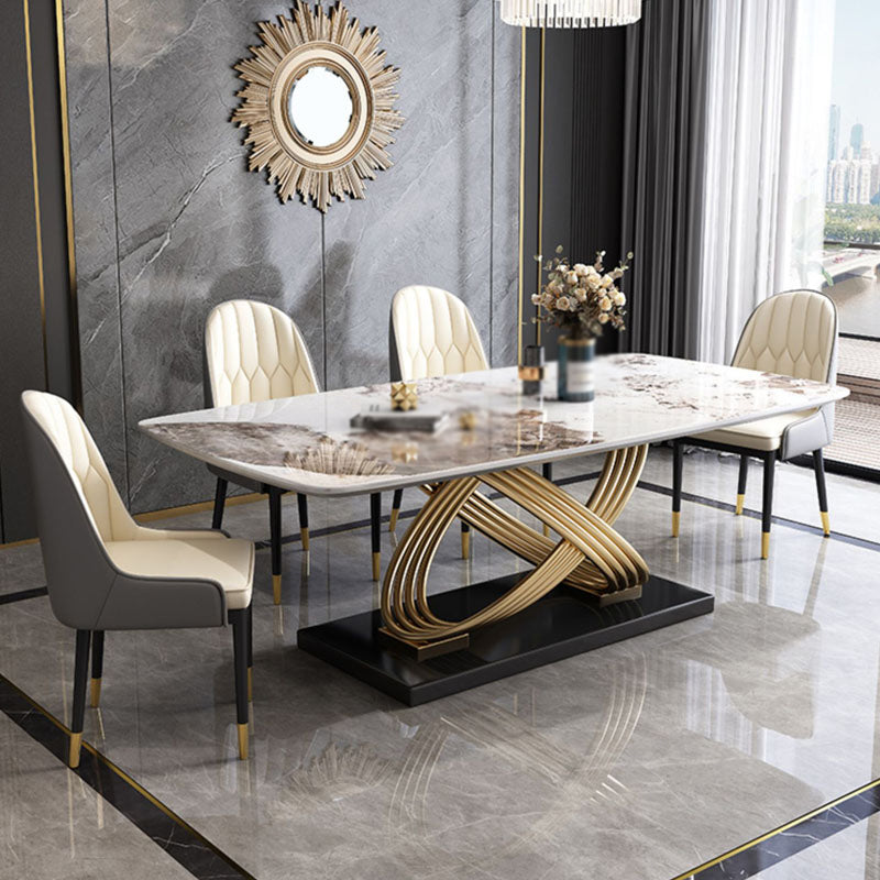 1/4/5/7 Pieces Minimalist Dining Set Sintered Stone Dining Room Set with Pedestal Base