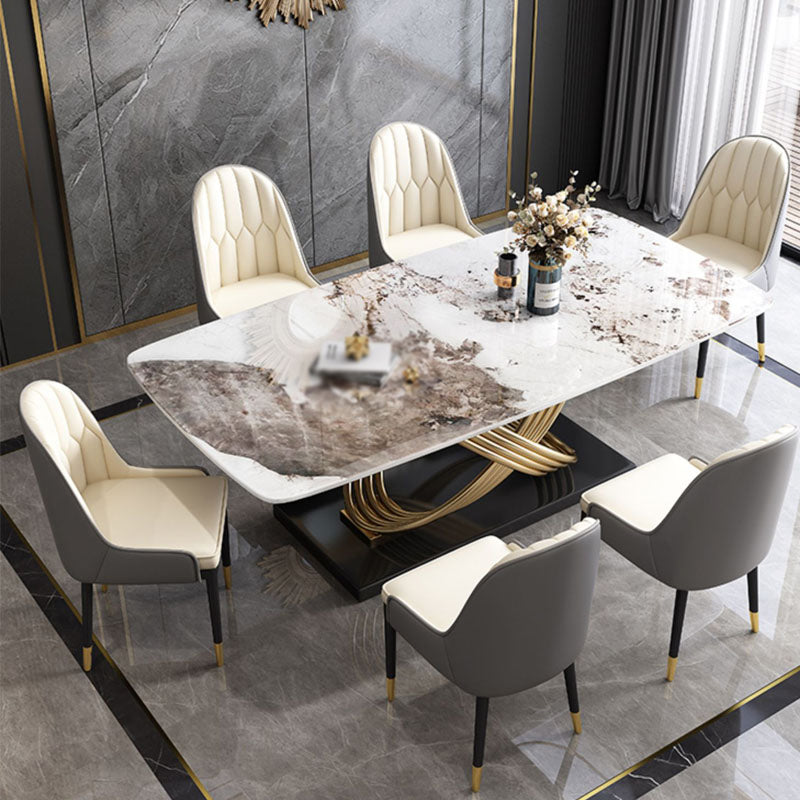 1/4/5/7 Pieces Minimalist Dining Set Sintered Stone Dining Room Set with Pedestal Base