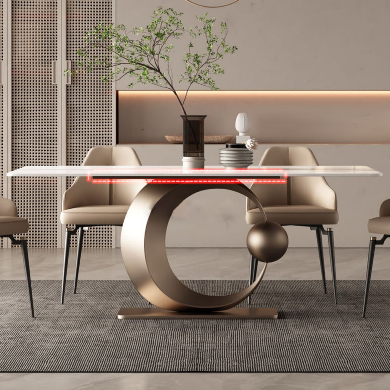 Glam Style 1/4/5/7 Pieces Dining Set Rectangle Sintered Stone Dining Table Set