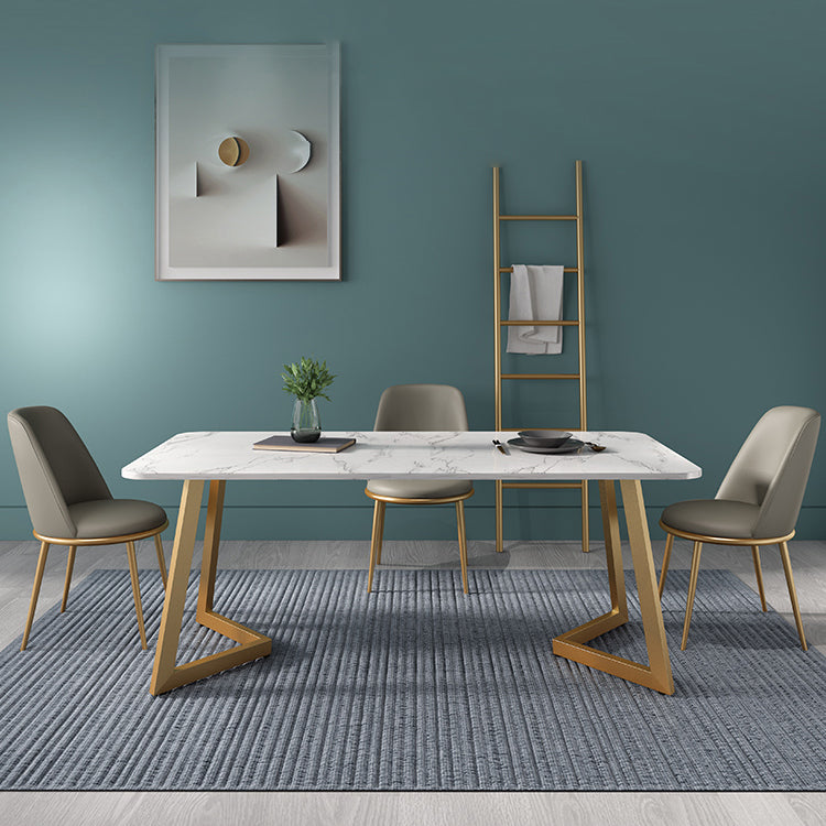 Glam 1/4/5 Pieces Dining Set Rectangle Sintered Stone Dining Table for Home Use