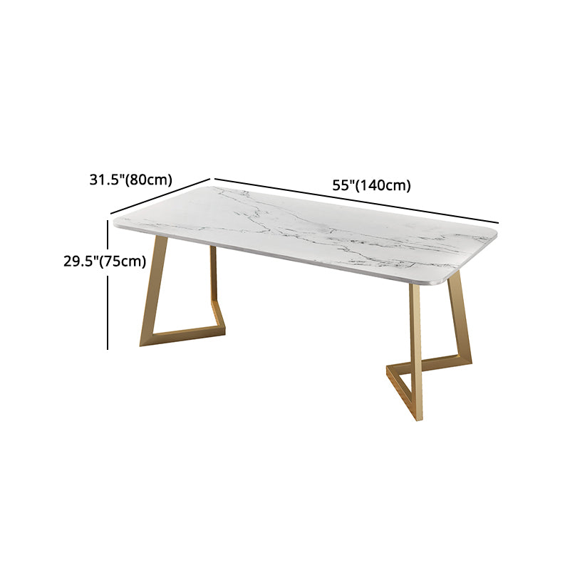 Glam 1/4/5 pièces Ensemble de restauration Rectangle Table à manger en pierre fritté pour usage domestique