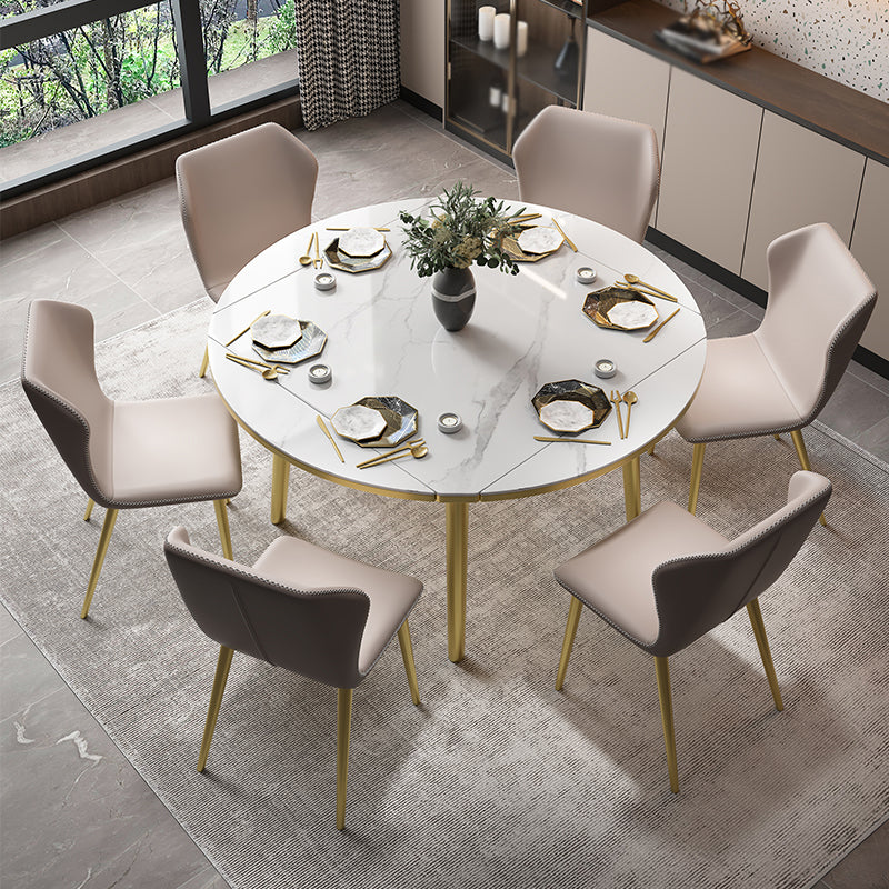 Glam 1/2/5/7 Pieces Dining Set Round Sintered Stone Dining Table for Dining Room