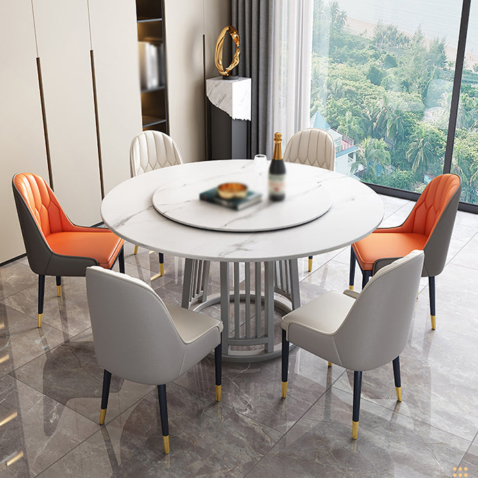 Modern 1/2/7 Pieces Dining Set Round Sintered Stone Dining Table for Dining Room