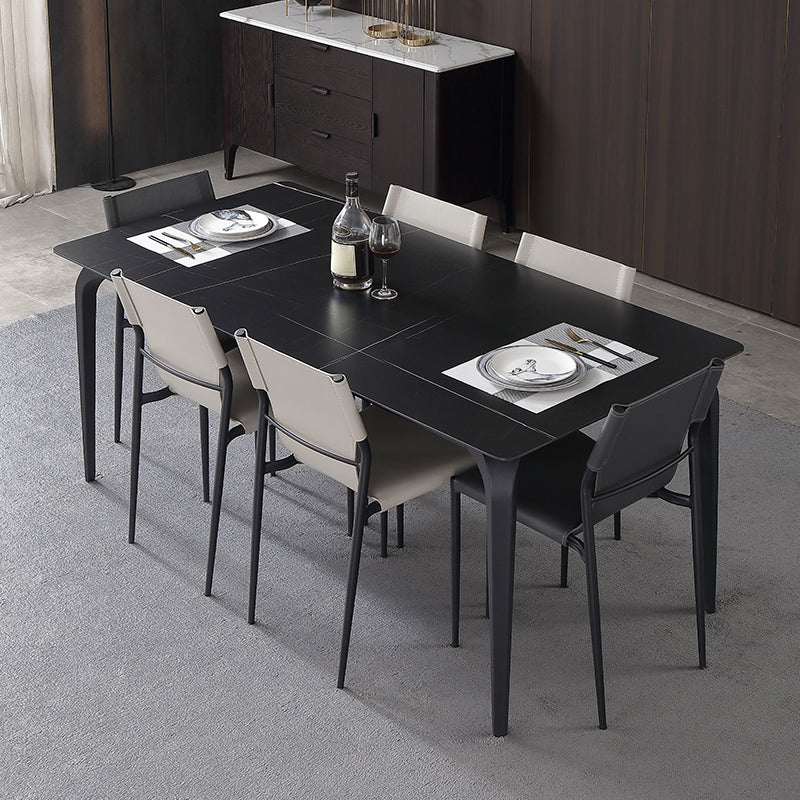 Rectangle 4 Legs Industrial Table Sintered Stone Fixed Table for Kitchen