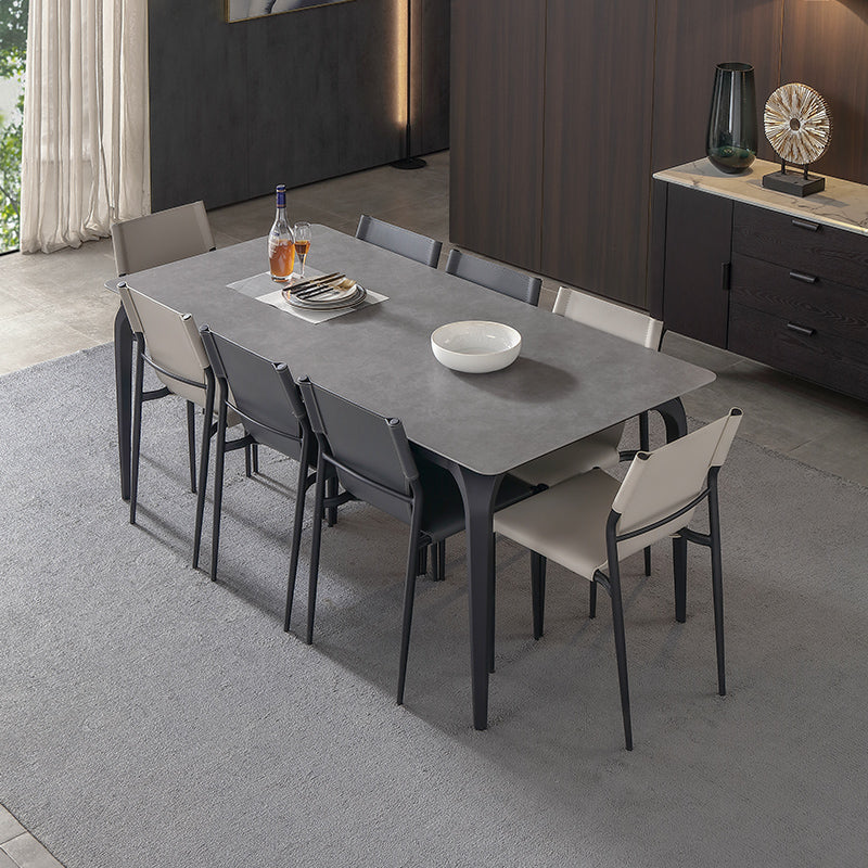 Rectangle 4 Legs Industrial Table Sintered Stone Fixed Table for Kitchen