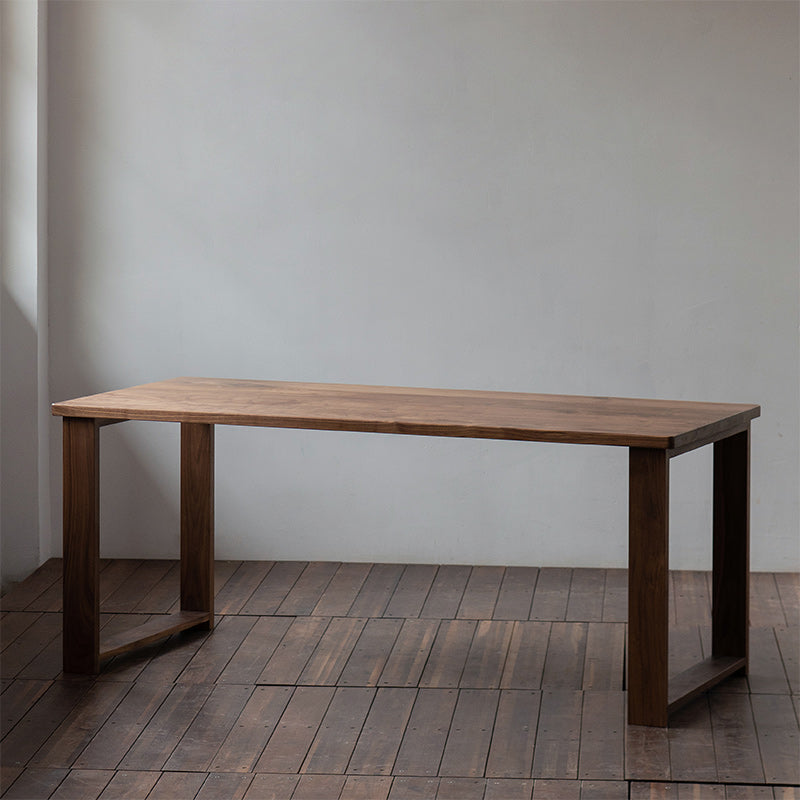 Modern Rectangle Dining Table Solid Wood Table with Sled Base