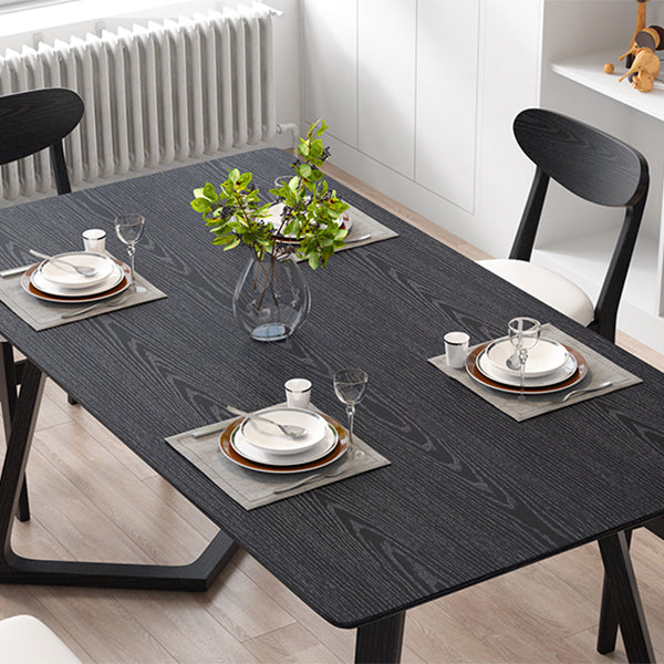 Industriële rechthoek eettafel As vaste houten tafel met dubbele voetstukbasis