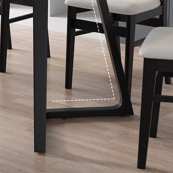 Industriële rechthoek eettafel As vaste houten tafel met dubbele voetstukbasis