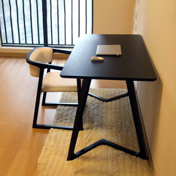 Industriële rechthoek eettafel As vaste houten tafel met dubbele voetstukbasis