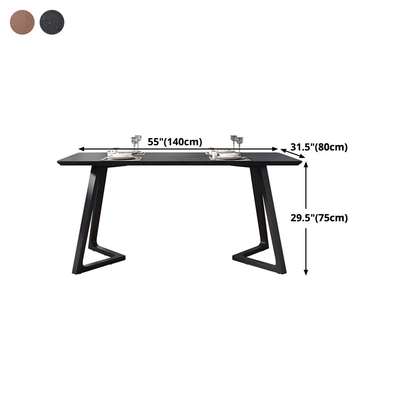 Industriële rechthoek eettafel As vaste houten tafel met dubbele voetstukbasis
