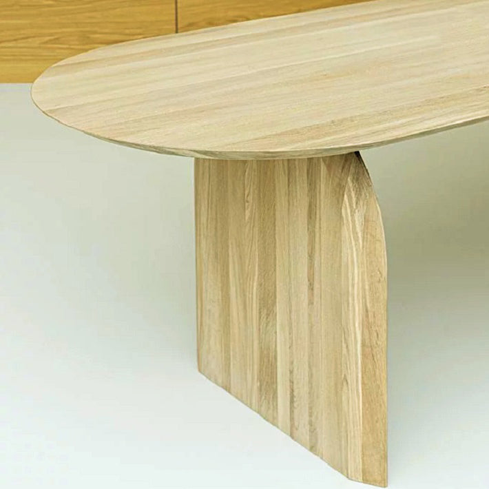Ovaal dubbele voetstuk moderne tafel massief hout vaste tafel voor thuisgebruik