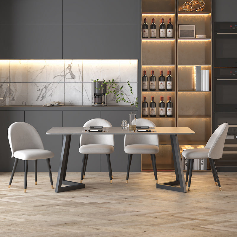 Gesinterde stenen eettafel moderne eettafel met zwart frame