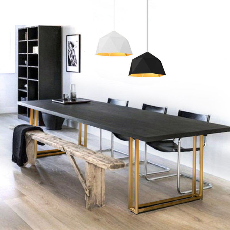 Mesa de comedor rectangular con pedestal doble, mesa fija de madera maciza de lujo
