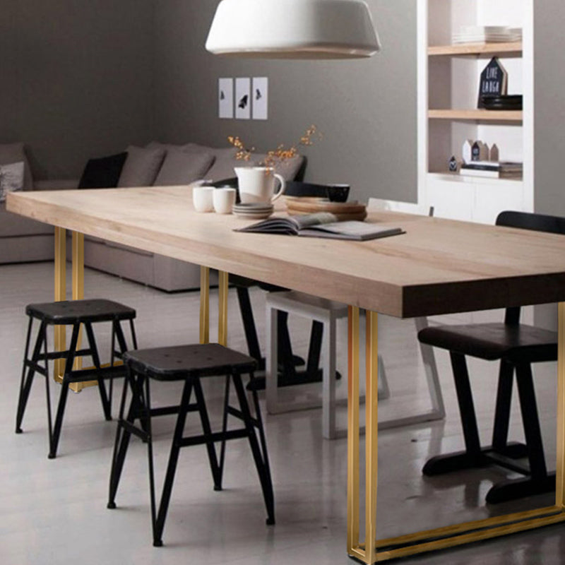 Mesa de comedor rectangular con pedestal doble, mesa fija de madera maciza de lujo