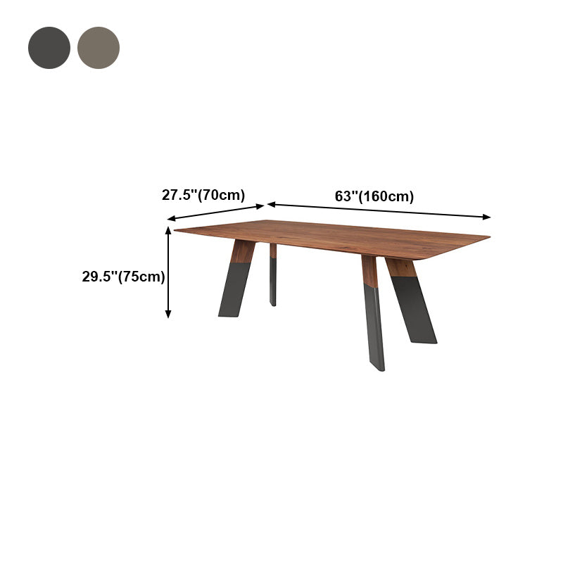 Table à manger rectangulaire en bois massif, style luxueux avec 4 pieds