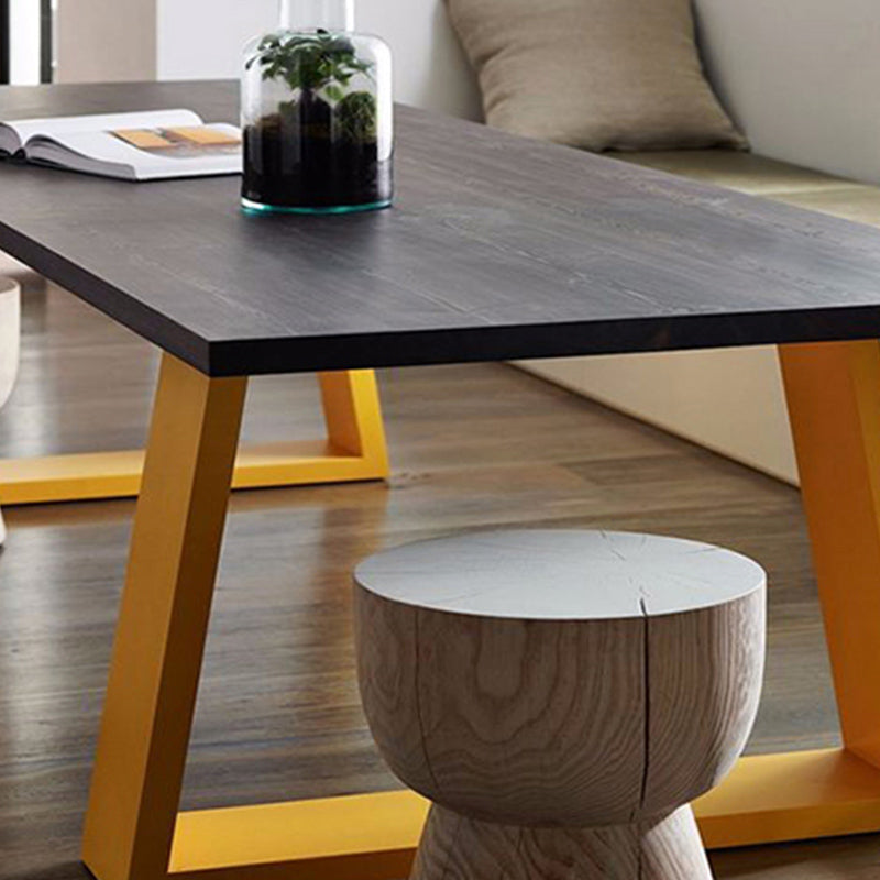 Mesa de comedor rectangular mesa de madera maciza de lujo con base de pedestal doble