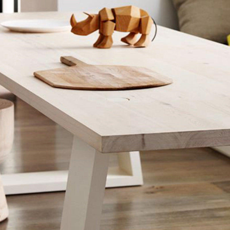 Mesa de comedor rectangular mesa de madera maciza de lujo con base de pedestal doble