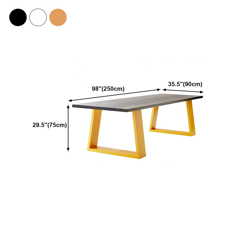 Mesa de comedor rectangular mesa de madera maciza de lujo con base de pedestal doble