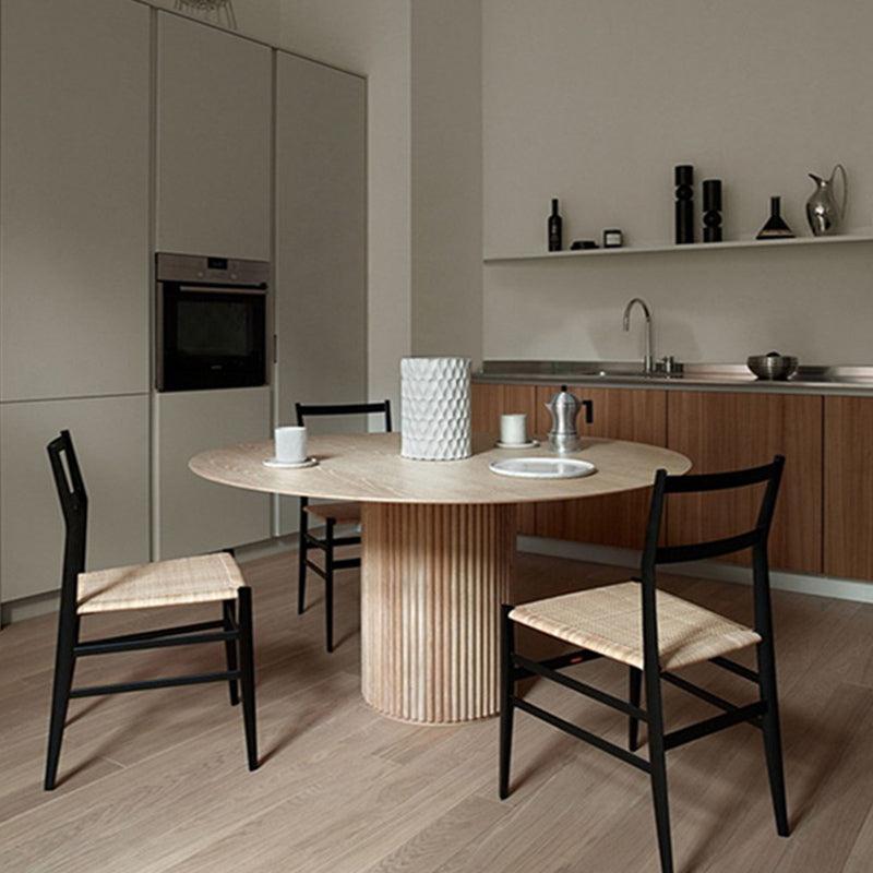 Solid Wood Dining Table Round Modern Pedestal Dining Table for Home Use
