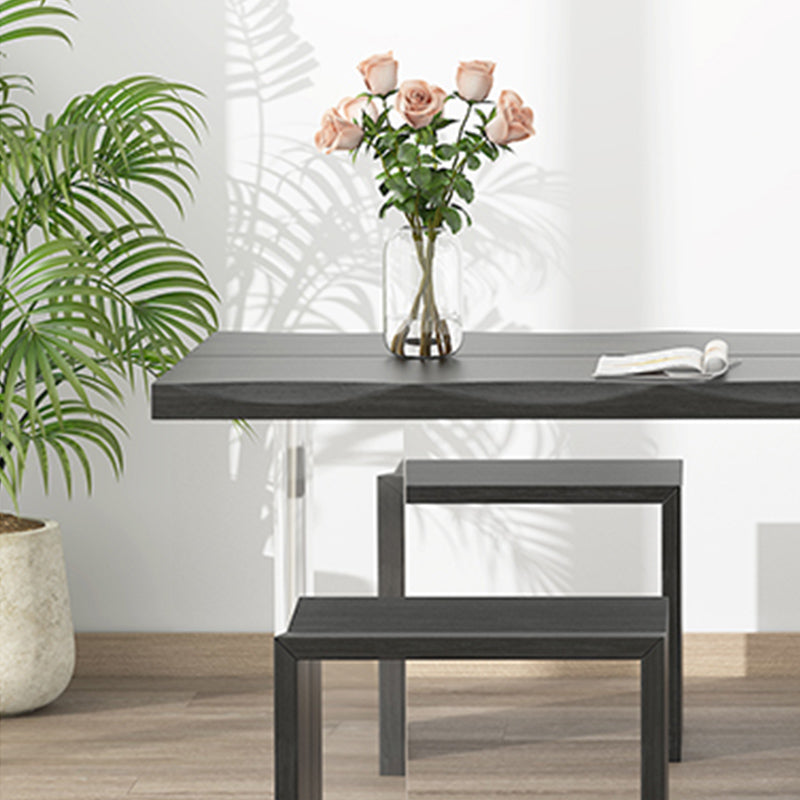 Luxury Wood Table for Restaurant Rectangle Dining Table with Acrylic Double Pedestal Base