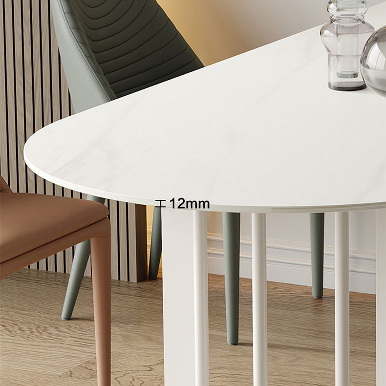 White Stone Top Dining Table Modern Dining Table with Sled Base