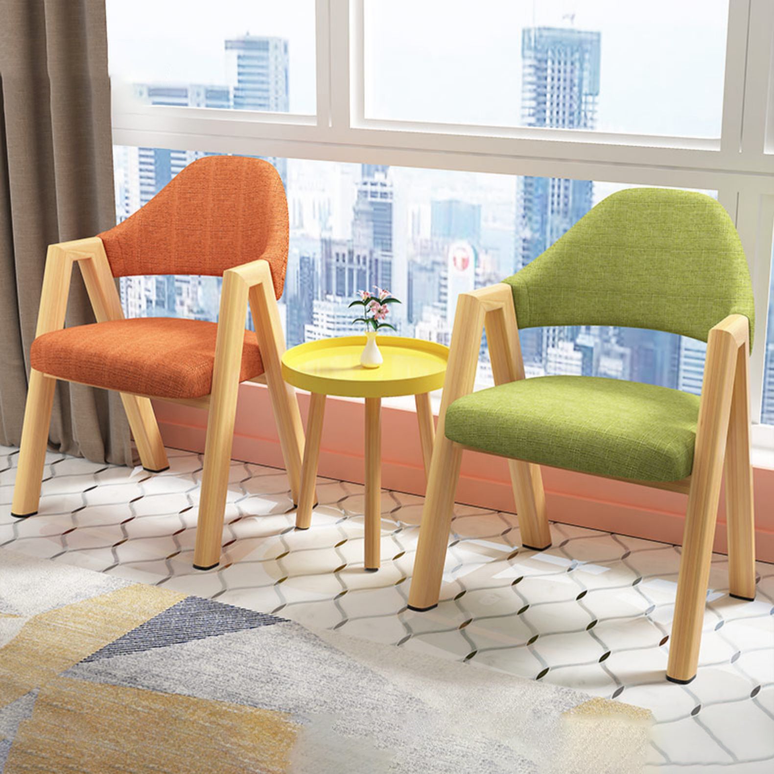 Silla de comedor moderna con respaldo abierto y acabado mate de sillón de tela para restaurante