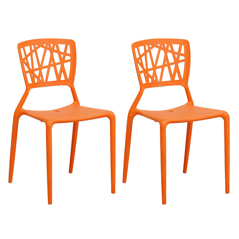 Silla trasera abierta contemporánea, silla lateral sin brazos de comedor apilable de plástico