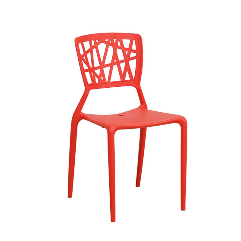Silla trasera abierta contemporánea, silla lateral sin brazos de comedor apilable de plástico
