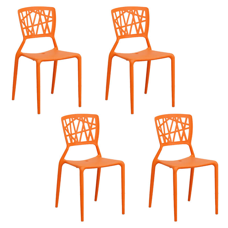 Silla trasera abierta contemporánea, silla lateral sin brazos de comedor apilable de plástico