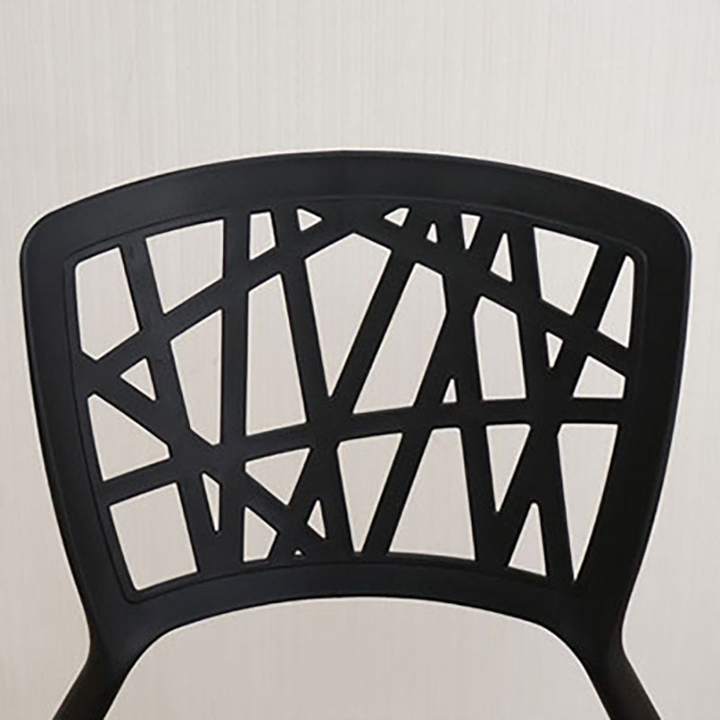 Silla trasera abierta contemporánea, silla lateral sin brazos de comedor apilable de plástico