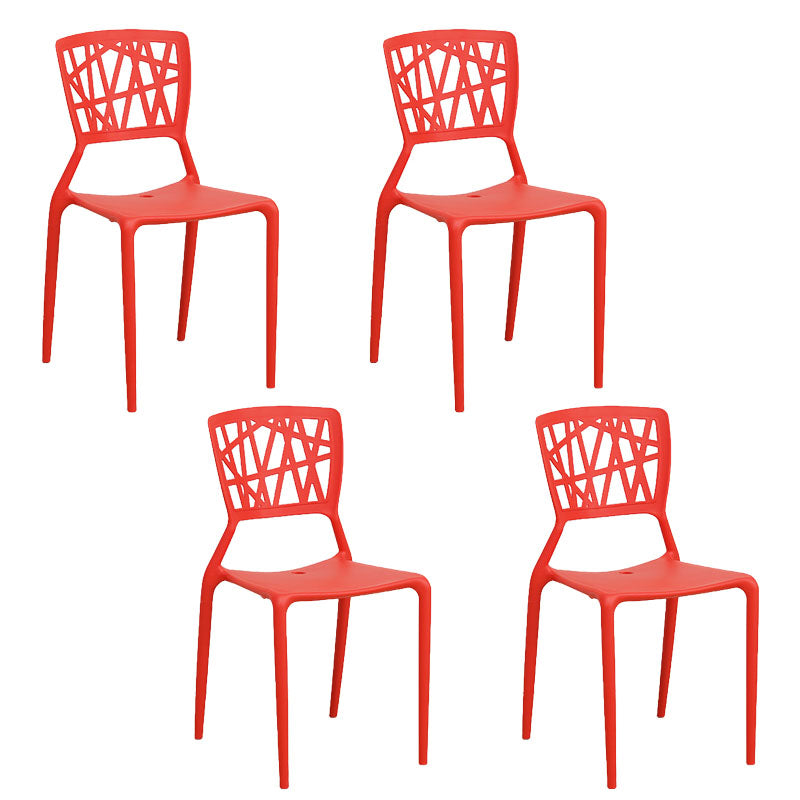 Silla trasera abierta contemporánea, silla lateral sin brazos de comedor apilable de plástico