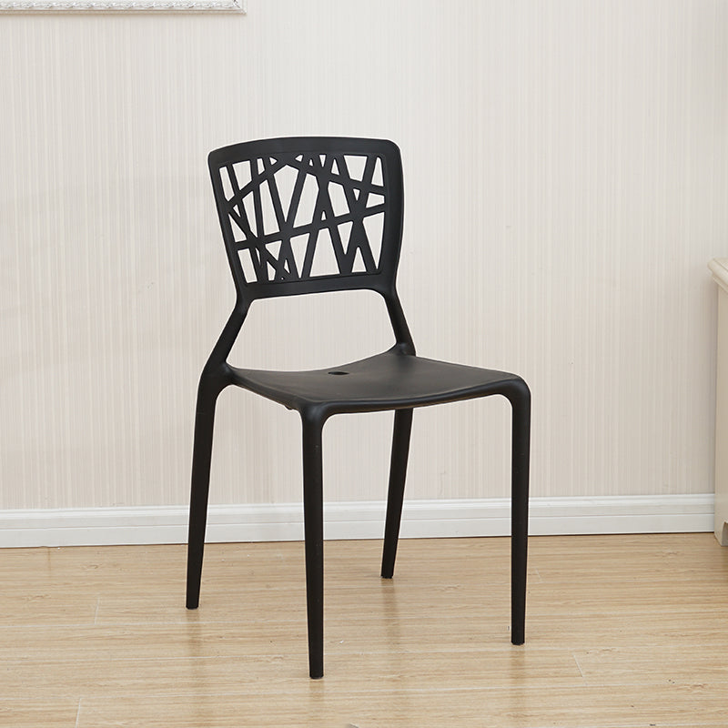 Silla trasera abierta contemporánea, silla lateral sin brazos de comedor apilable de plástico