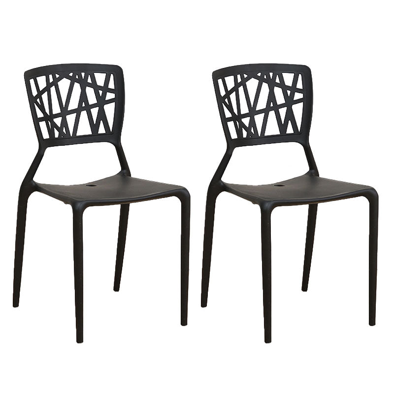 Silla trasera abierta contemporánea, silla lateral sin brazos de comedor apilable de plástico