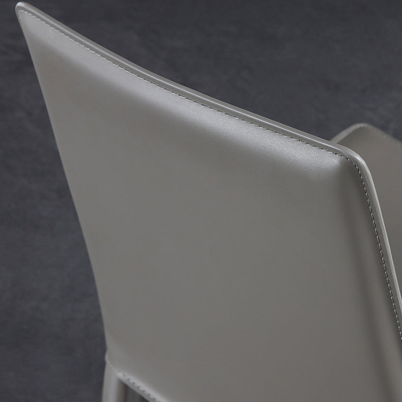 Silla lateral de cuero para restaurante, estilo diseñador, respaldo sólido, acabado mate, silla de comedor