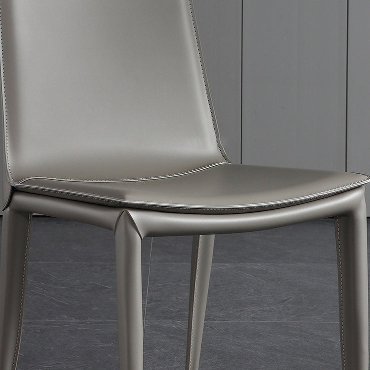 Silla lateral de cuero para restaurante, estilo diseñador, respaldo sólido, acabado mate, silla de comedor