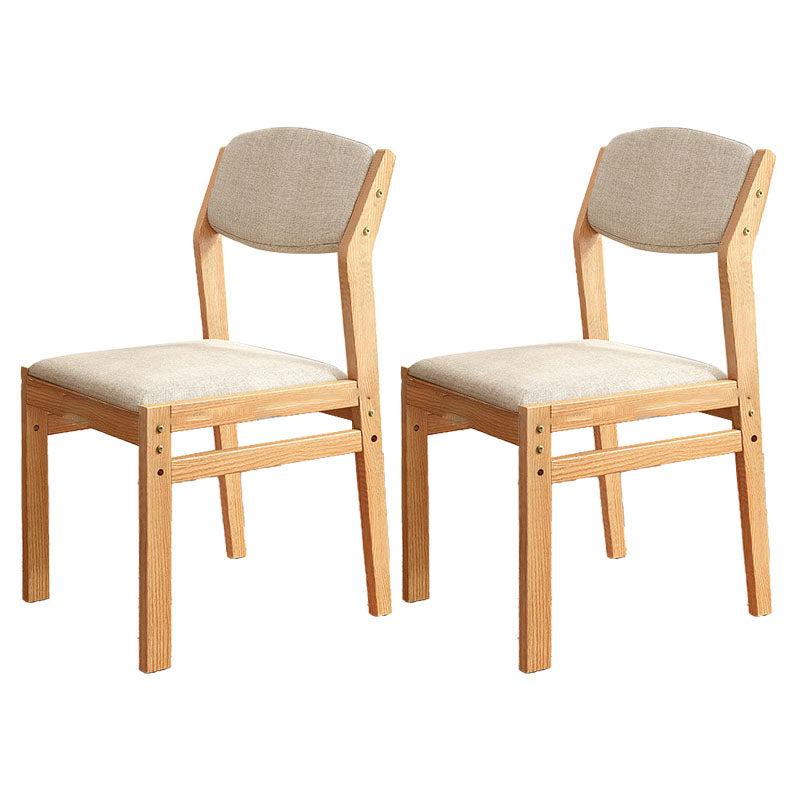 Silla lateral moderna de tela de madera de caucho, acabado mate, parte trasera abierta, silla de comedor