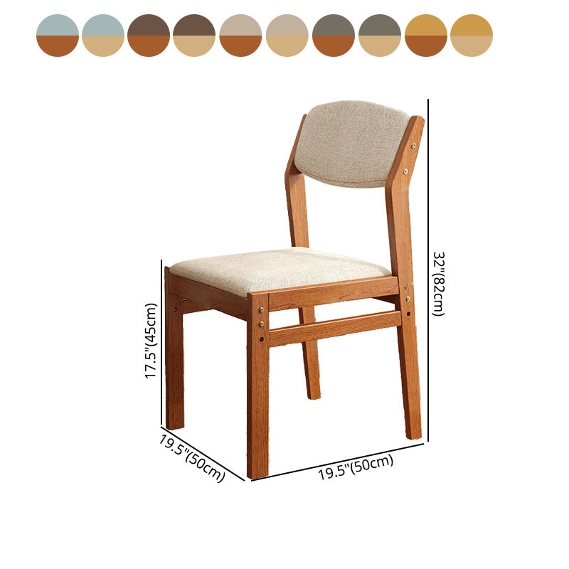 Silla lateral moderna de tela de madera de caucho, acabado mate, parte trasera abierta, silla de comedor