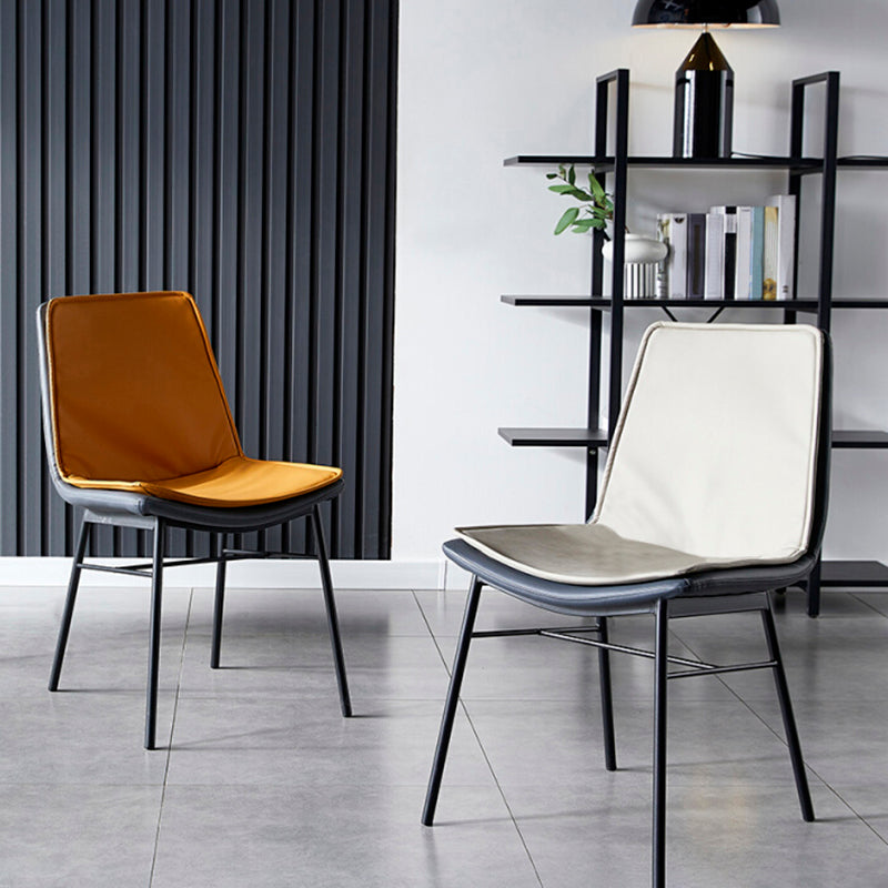 Imitación de cuero del diseño industrial que cena la silla sólida sin brazos de la parte posterior