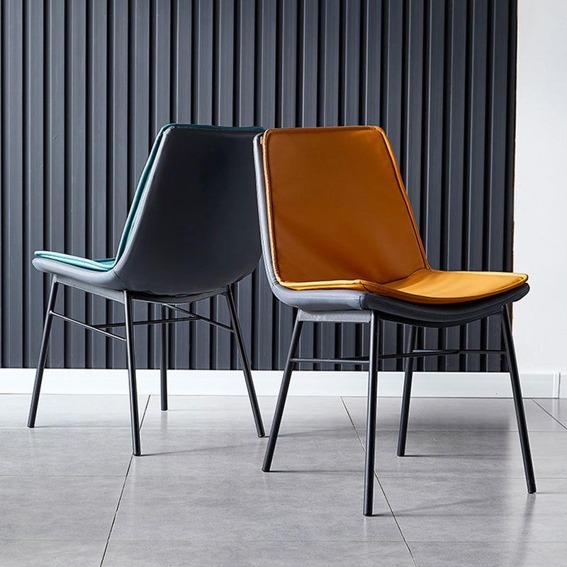 Imitación de cuero del diseño industrial que cena la silla sólida sin brazos de la parte posterior