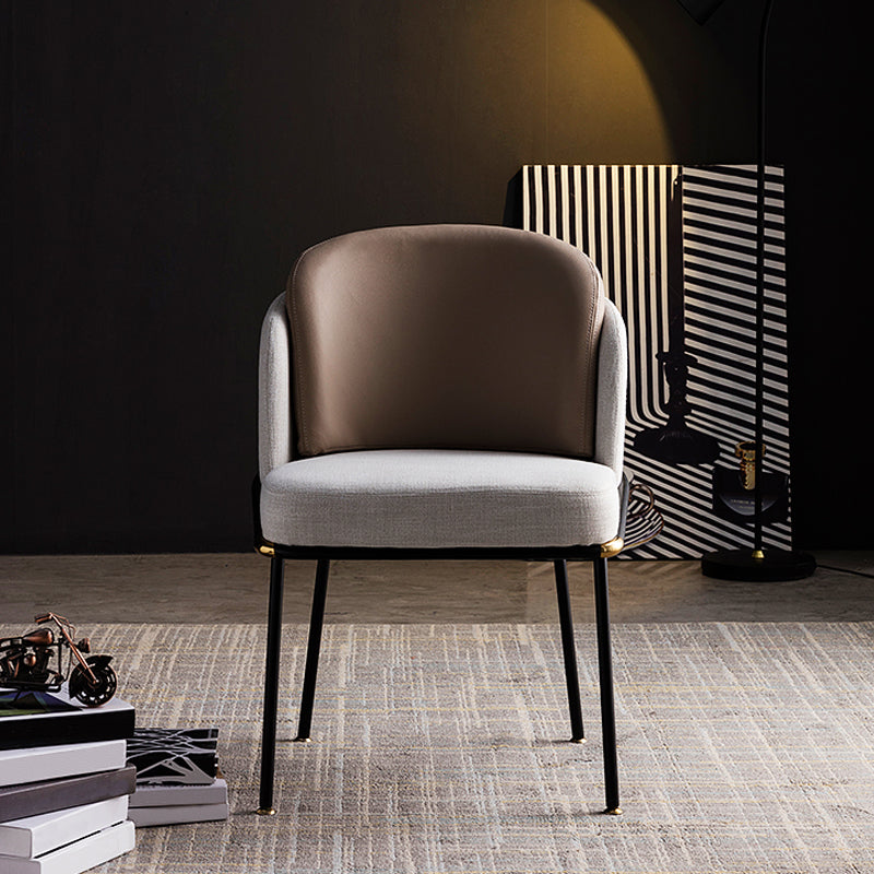 Silla de comedor contemporánea, sillas laterales sin brazos con patas de metal