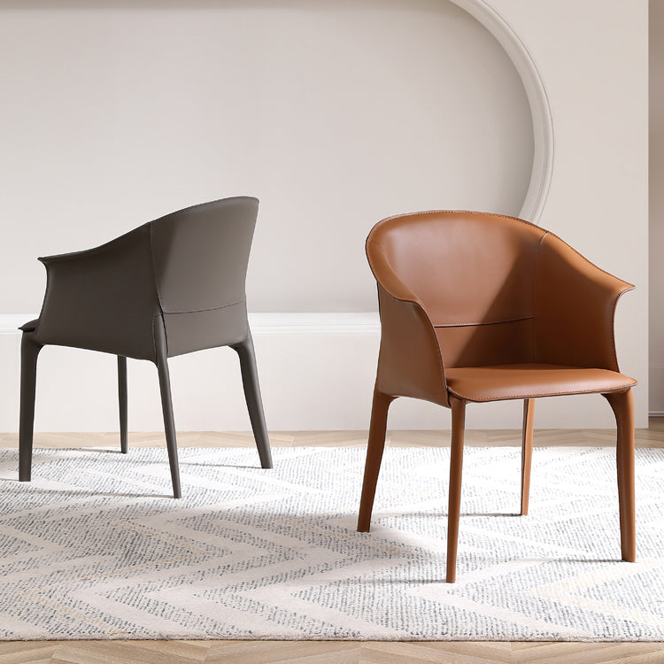 Silla de comedor de metal moderno, silla de comedor de cuero para uso en restaurantes